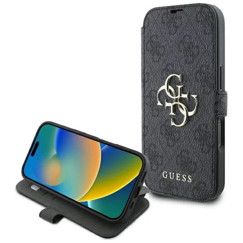 Étui pour Apple iPhone 16, Guess, 4G Book, Noir