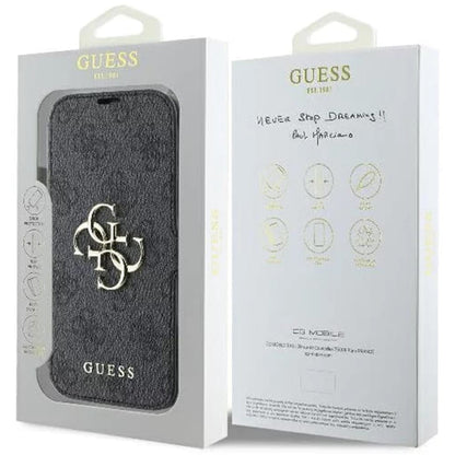 Étui pour Apple iPhone 16, Guess, 4G Book, Noir