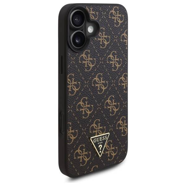 Étui pour Apple iPhone 16, Guess, logo Triangle 4G, Noir