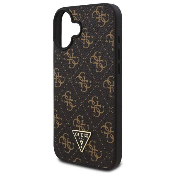 Étui pour Apple iPhone 16, Guess, logo Triangle 4G, Noir
