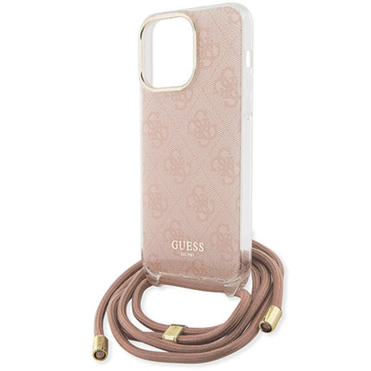 Case for Apple iPhone 16, Guess, Crossbody Cord 4G Print, Pink
