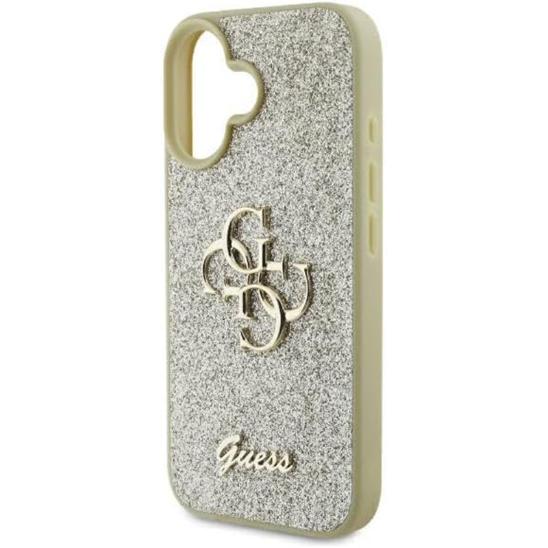 Case for Apple iPhone 16, Guess, Fixed Glitter Big 4G, Gold