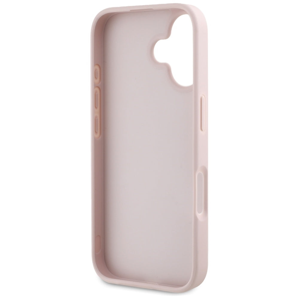 Étui pour Apple iPhone 16, Guess, Grained Big 4G Logo Small Classic Logo, Rose