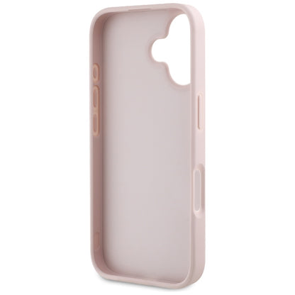 Étui pour Apple iPhone 16, Guess, Grained Big 4G Logo Small Classic Logo, Rose