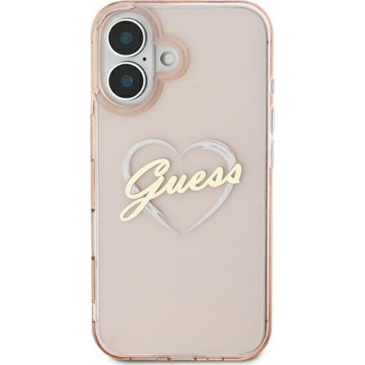 Étui pour Apple iPhone 16, Guess, IML Heart, Rose
