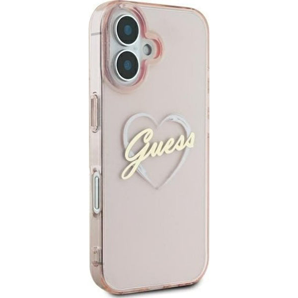 Étui pour Apple iPhone 16, Guess, IML Heart, Rose
