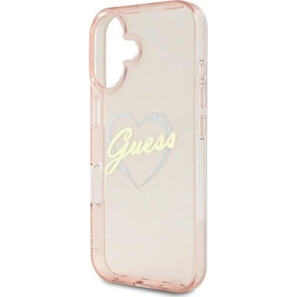 Étui pour Apple iPhone 16, Guess, IML Heart, Rose