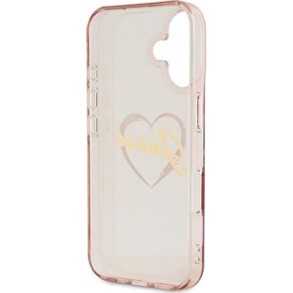 Étui pour Apple iPhone 16, Guess, IML Heart, Rose