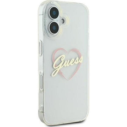 Case for Apple iPhone 16, Guess, IML Heart, Transparent