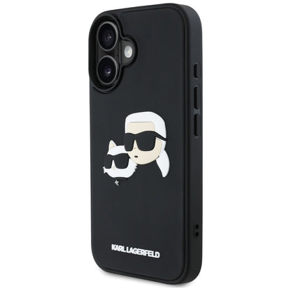 Hülle für Apple iPhone 16, Karl Lagerfeld, 3D Rubber Karl & Choupette, Schwarz