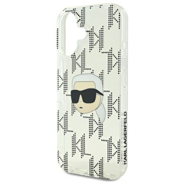 Étui pour Apple iPhone 16, Karl Lagerfeld, IML Luxury Electroplated Karl's Head, Transparent