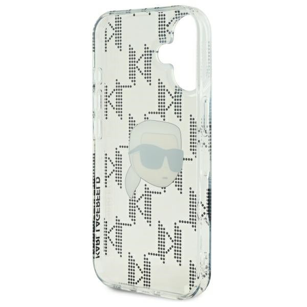 Étui pour Apple iPhone 16, Karl Lagerfeld, IML Luxury Electroplated Karl's Head, Transparent