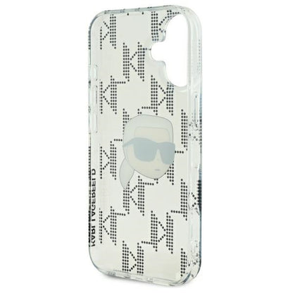 Étui pour Apple iPhone 16, Karl Lagerfeld, IML Luxury Electroplated Karl's Head, Transparent