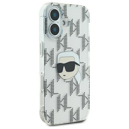 Étui pour Apple iPhone 16, Karl Lagerfeld, IML Luxury Electroplated Karl's Head, Transparent