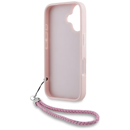 Housse pour Apple iPhone 16, Karl Lagerfeld, Logo Initial Matelassé & Bandoulière Chaîne, Rose