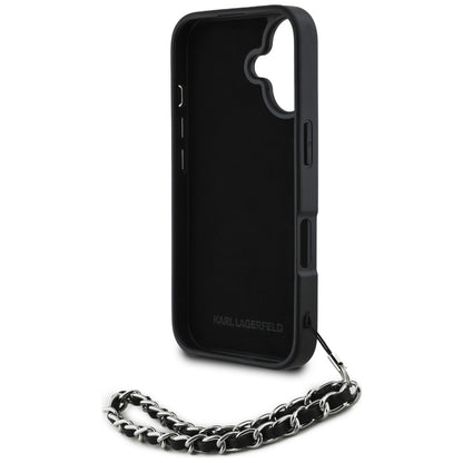 Étui pour Apple iPhone 16, Karl Lagerfeld, Saffiano Crystals & Charm, Noir