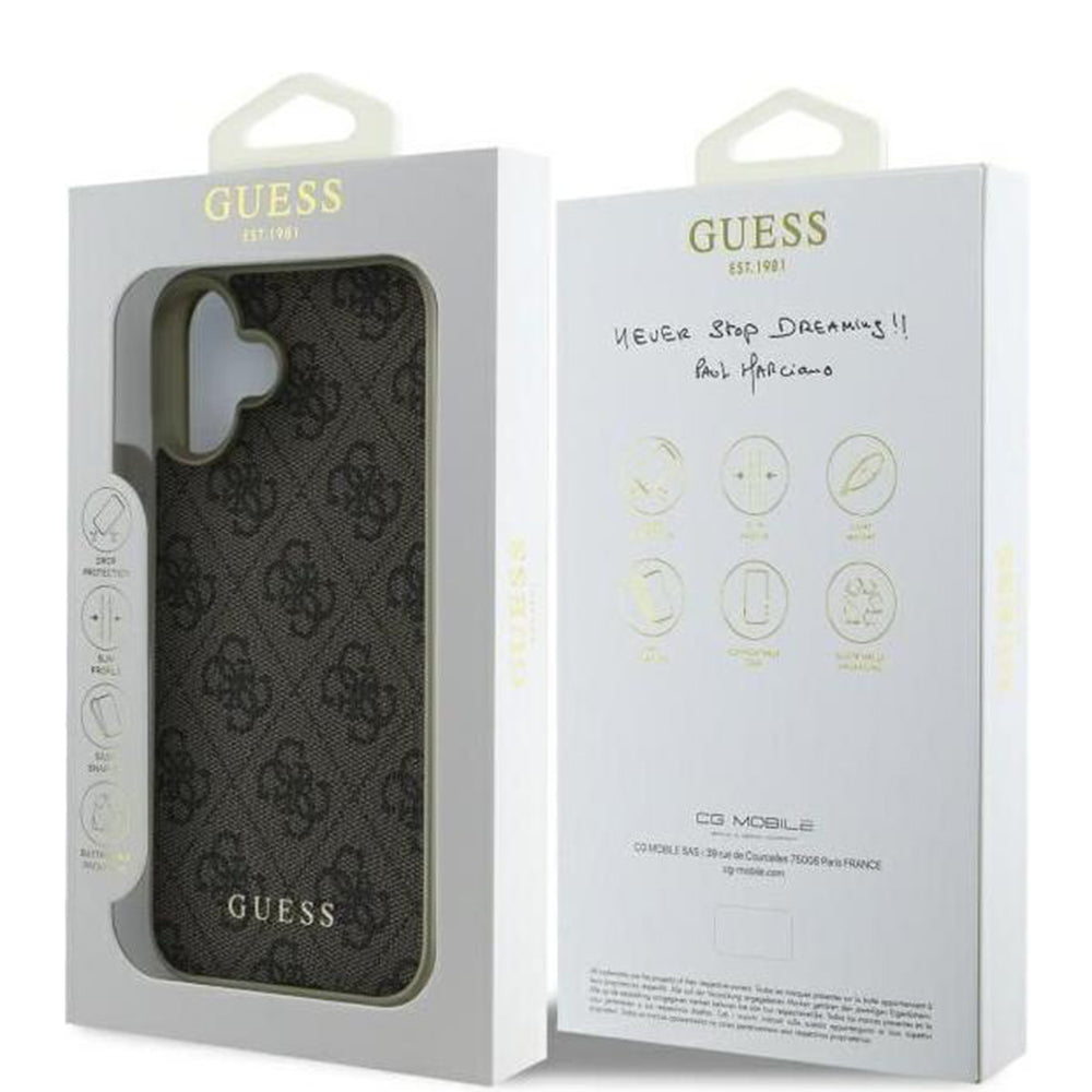 Étui pour Apple iPhone 16 Plus, Guess, 4G Charm, Marron