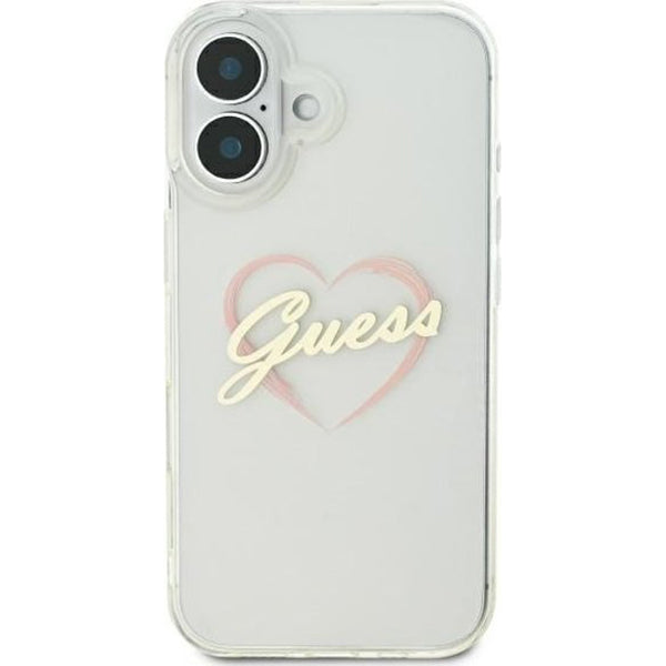Étui pour Apple iPhone 16 Plus, Guess, IML Heart, Transparent
