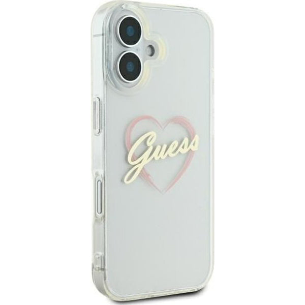Étui pour Apple iPhone 16 Plus, Guess, IML Heart, Transparent