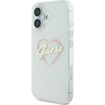 Étui pour Apple iPhone 16 Plus, Guess, IML Heart, Transparent