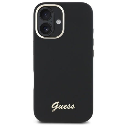 Étui pour Apple iPhone 16 Plus, Guess, Script Metal Logo & Frame, Noir