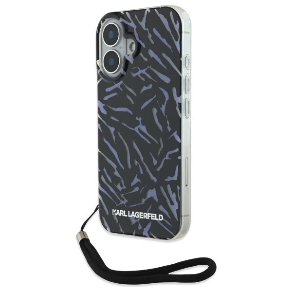 Case for Apple iPhone 16 Plus, Karl Lagerfeld, Zebra with Cord Strap, Purple