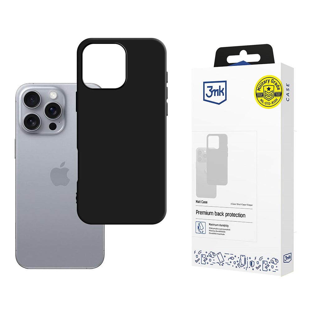 Coque pour Apple iPhone 16 Pro, 3MK, Noire Mate