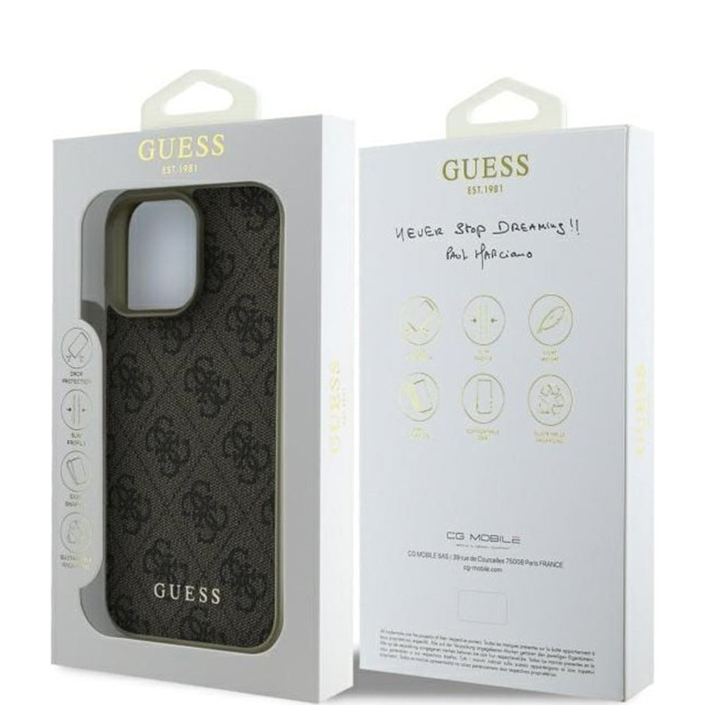 Housse pour Apple iPhone 16 Pro, Guess, 4G Charm, Marron