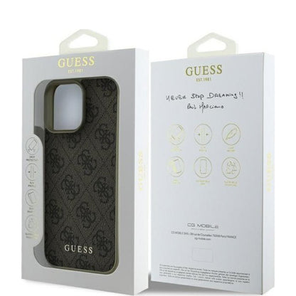 Housse pour Apple iPhone 16 Pro, Guess, 4G Charm, Marron