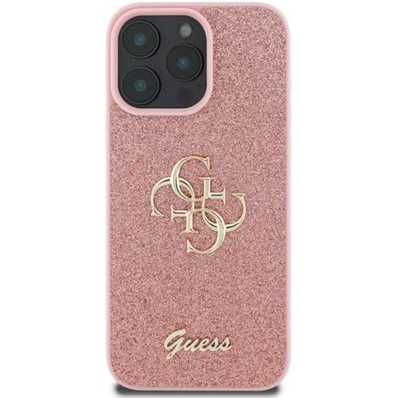Étui pour Apple iPhone 16 Pro, Guess, Fixed Glitter Big 4G, Rose