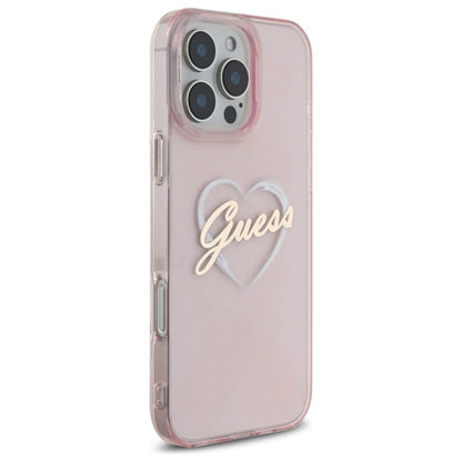 Hülle für Apple iPhone 16 Pro, Guess, IML Heart, Rosa