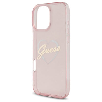 Hülle für Apple iPhone 16 Pro, Guess, IML Heart, Rosa
