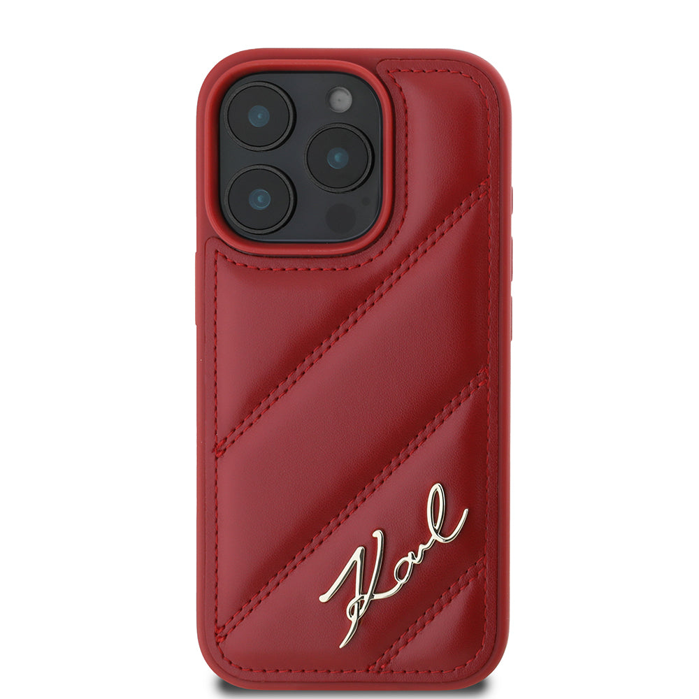 Étui pour Apple iPhone 16 Pro, Karl Lagerfeld, Diagonal Quilted Script, Rosie