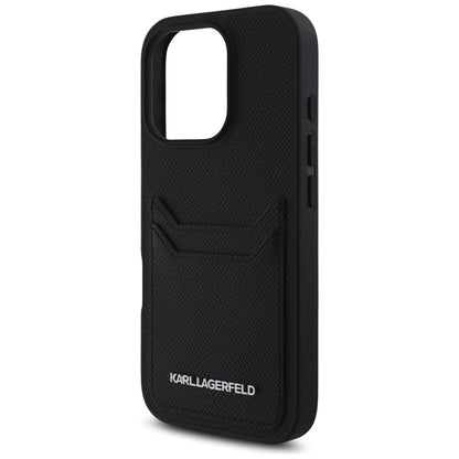 Étui pour Apple iPhone 16 Pro, Karl Lagerfeld, Grained Cardslots, Noir