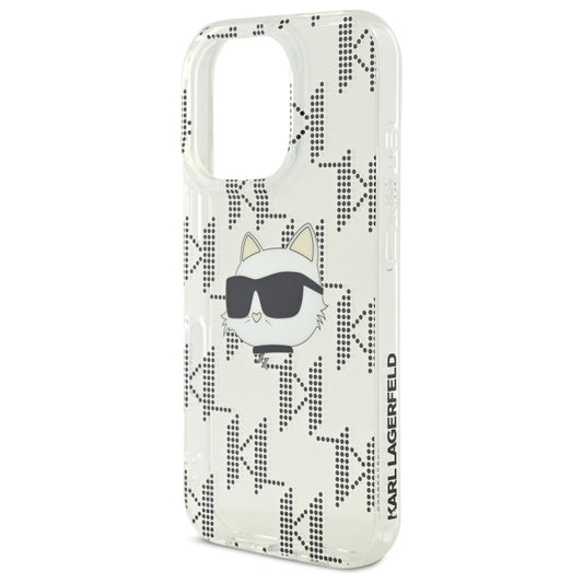 Étui pour Apple iPhone 16 Pro, Karl Lagerfeld, IML Luxury Electroplated Choupette's Head, Transparent