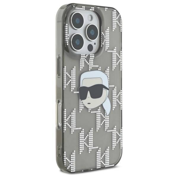 Étui pour Apple iPhone 16 Pro, Karl Lagerfeld, IML Luxury Electroplated Karl's Head, Noir