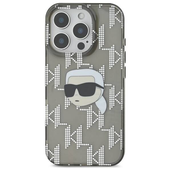 Étui pour Apple iPhone 16 Pro, Karl Lagerfeld, IML Luxury Electroplated Karl's Head, Noir