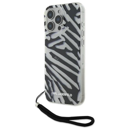 Case for Apple iPhone 16 Pro, Karl Lagerfeld, IML Luxury Zebra Pattern with Strap, Black