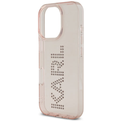 Étui pour Apple iPhone 16 Pro, Karl Lagerfeld, IML Rhinestones Pink Logo, Rose