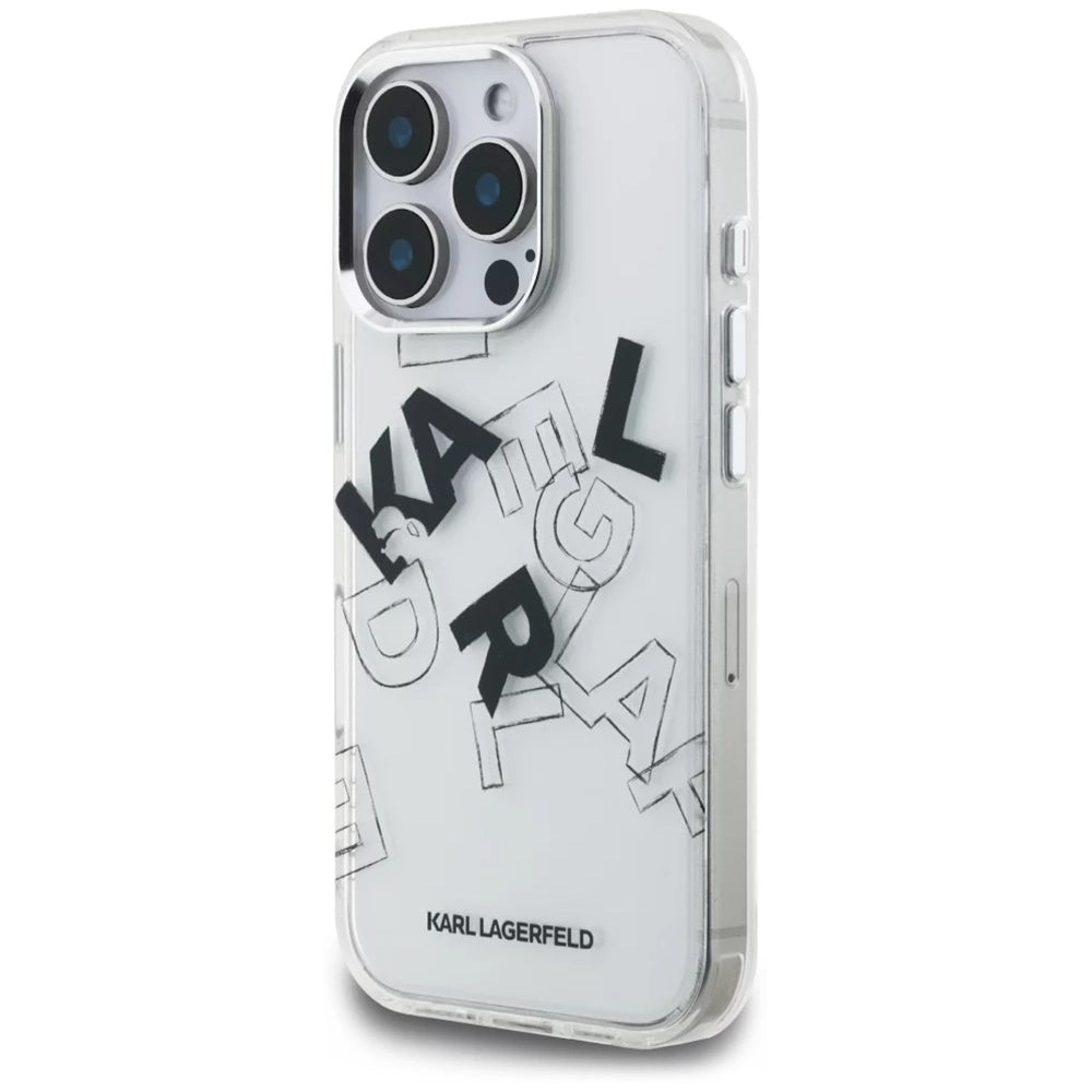 Étui pour Apple iPhone 16 Pro, Karl Lagerfeld, Logo Graphique Esquissé IML, Transparent