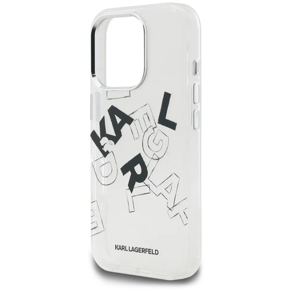Étui pour Apple iPhone 16 Pro, Karl Lagerfeld, Logo Graphique Esquissé IML, Transparent
