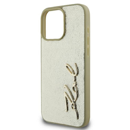 Hülle für Apple iPhone 16 Pro, Karl Lagerfeld, Metal Signature, Gold