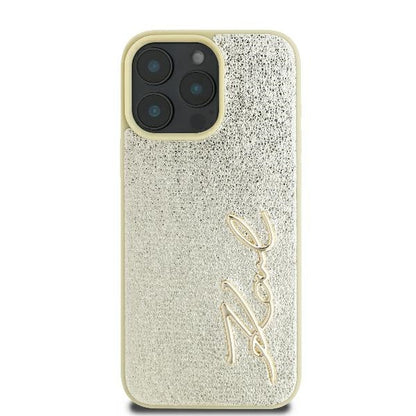 Hülle für Apple iPhone 16 Pro, Karl Lagerfeld, Metal Signature, Gold