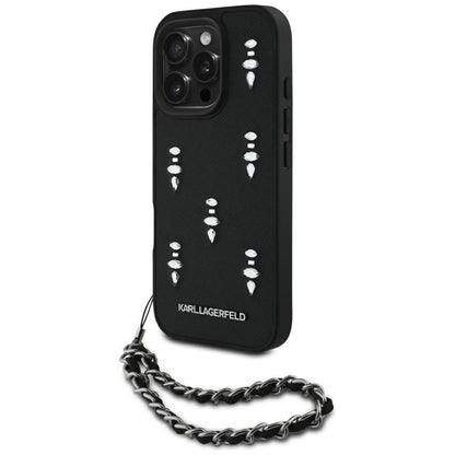 Étui pour Apple iPhone 16 Pro, Karl Lagerfeld, Saffiano Crystals & Charm, Noir