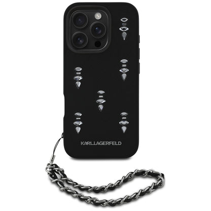 Étui pour Apple iPhone 16 Pro, Karl Lagerfeld, Saffiano Crystals & Charm, Noir