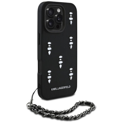 Étui pour Apple iPhone 16 Pro, Karl Lagerfeld, Saffiano Crystals & Charm, Noir