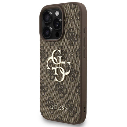 Étui pour Apple iPhone 16 Pro Max, Guess, 4G Classic Logo avec sangle, Marron