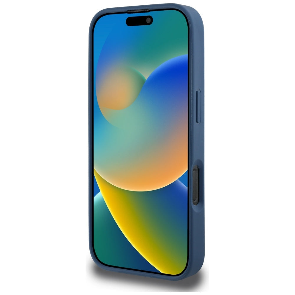 Hülle für Apple iPhone 16 Pro Max, Guess, 4G Grained Roses Big Logo, Blau