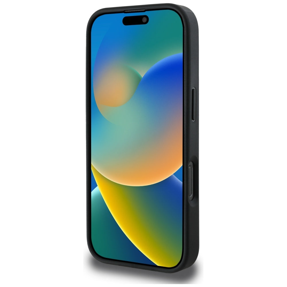 Hülle für Apple iPhone 16 Pro Max, Guess, 4G Grained Roses Big Logo, Schwarz