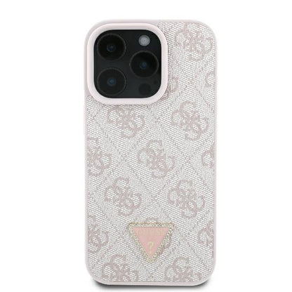 Hülle für Apple iPhone 16 Pro Max, Guess, Crossbody 4G Triangle Strass, Rosa